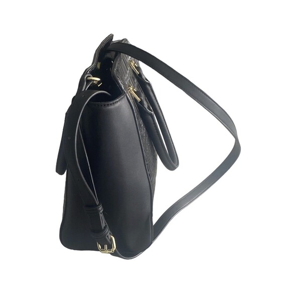 ANNE KLEIN Black Cocodrile Faux FLeather Tote Handbag Shoulder Strap New /no Tag - Picture 3 of 14